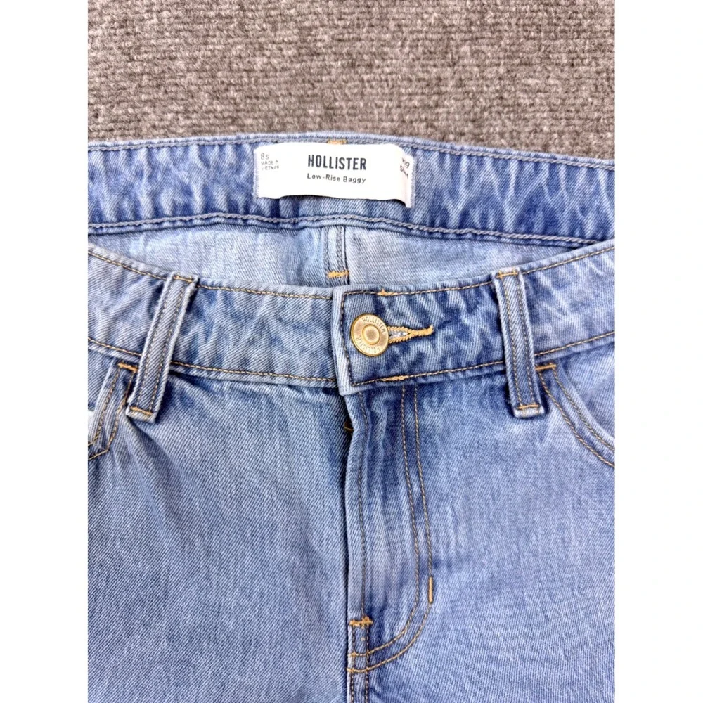 Y2K Hollister Low-Rise‎ Baggy Cargo Jeans Light Wash Blue W29 Short 8S 355D3429